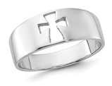 Mens Sterling Silver Cut-out Cross Ring Ring
